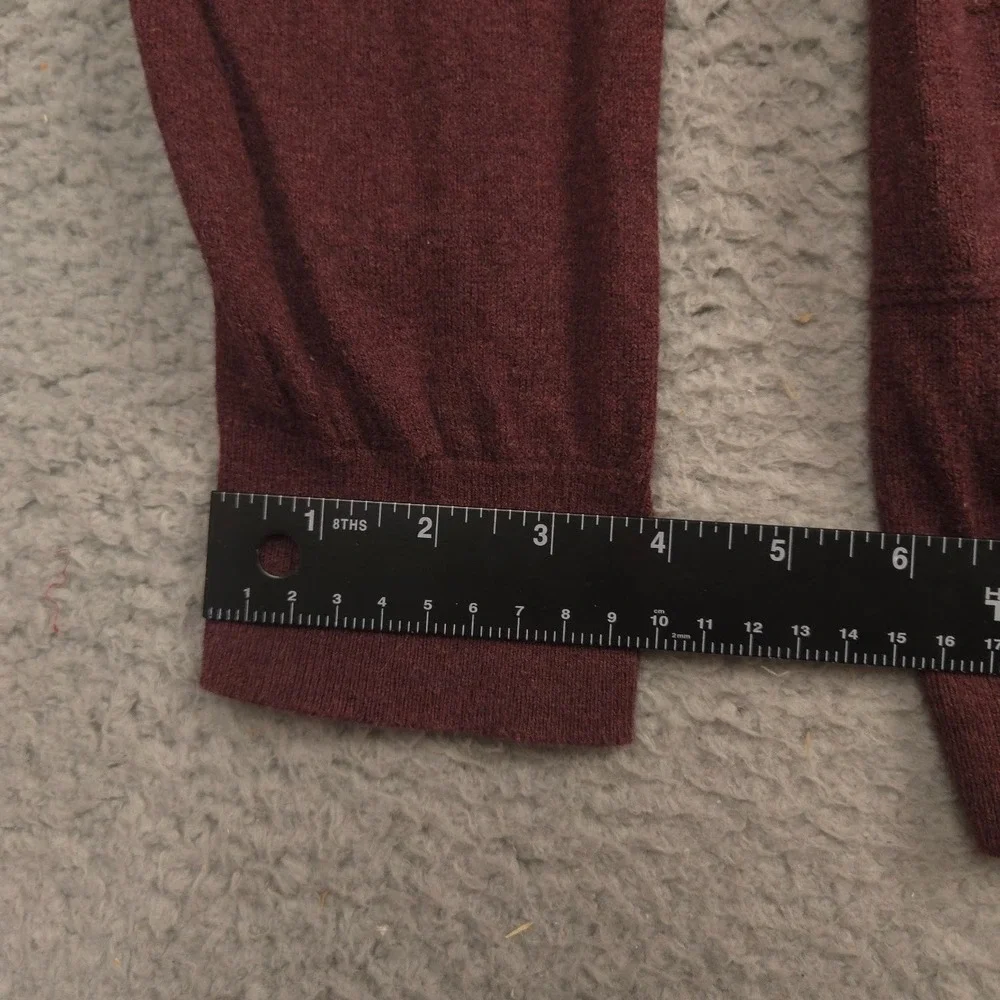 Banana Republic Mens V Neck Sweater Cotton Silk Wool Blend M Maroon Windowpane